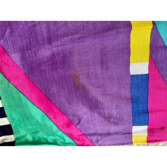 Vintage Scarf by Echo Geometric MOD in Green Purple Yellow Midcentury Pattern. - Picture 10 of 10